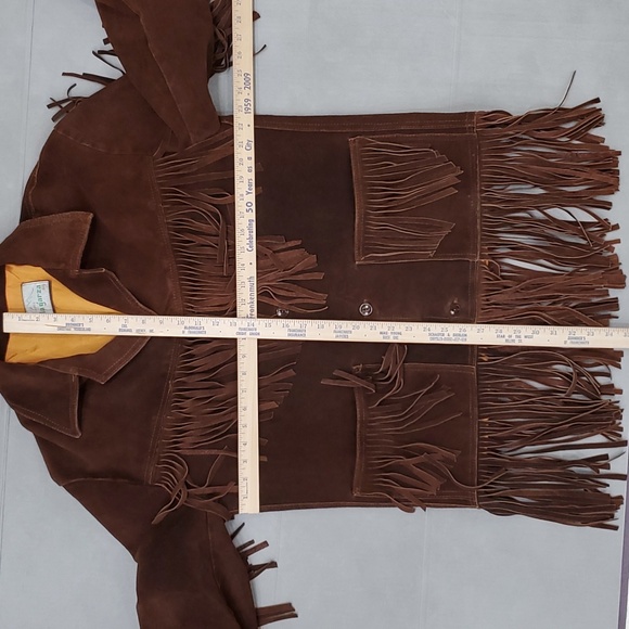 Vintage fringe seude jacket men's size 44 brown lined  Western Made in Mexico - Picture 3 of 16